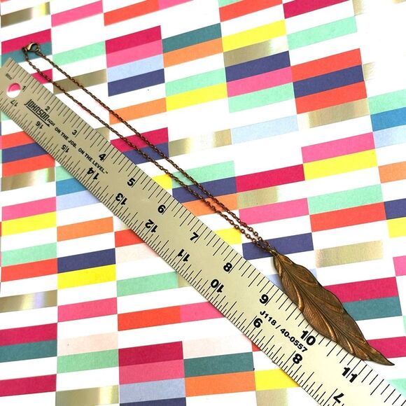 Handmade Copper-Tone Feather Necklace - Picture 5 of 6